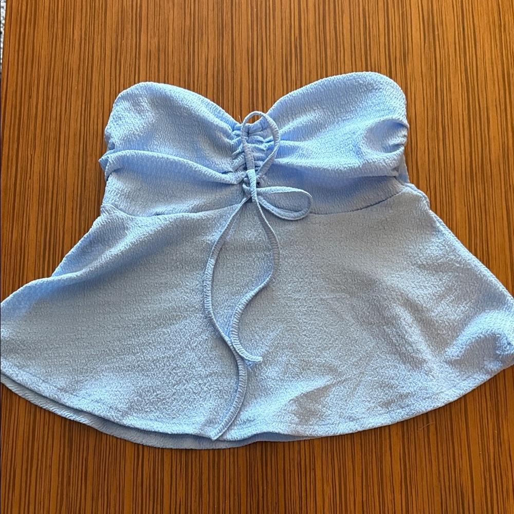 Light Blue Strapless Women's Top